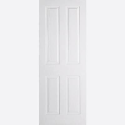 White Textured 4 Panel Internal Fire Door Wooden Timber - Do...