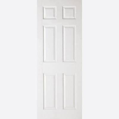 White Textured 6 Panel Internal Fire Door Wooden Timber - Do...