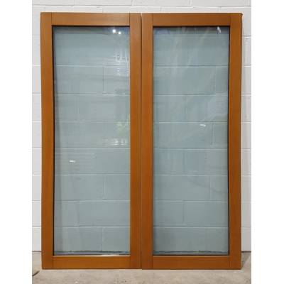 Wooden Timber Oak French Doors External Glazed Pair Finished 1345x1974mm JWD01