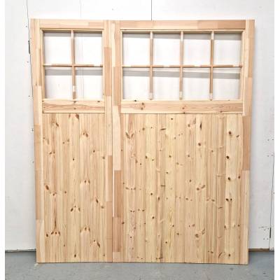 Wooden Timber Garage Doors Apertured Side Hung Pair Un-glazed - 1902mmx2145mm