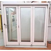 Wooden White External Trifold Patio French Doors Folding 2095x2095mm EX-Display