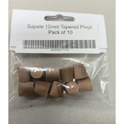 Sapele Mahogany hardwood Plug Pellet Timber 10 Pack 12mm Hole Tapered