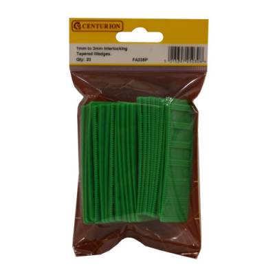 28mm x 80mm x 1-3mm Interlocking Tapered Wedges (Pack of 20) plastic Packers