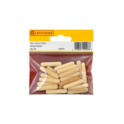 M8 x 30mm Fluted Wood Dowels (Pack of 20)...