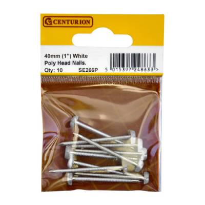 Poly Head Nails, 40mm x 2mm, White...