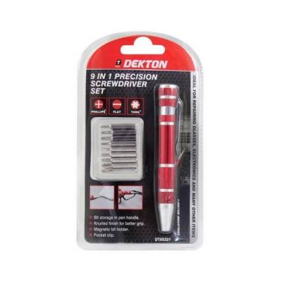 Dekton 9 in 1 Precision Screwdriver Pen Set. Torx Flat Phill...
