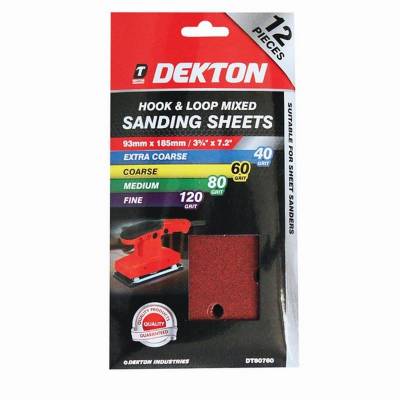 Dekton DT80760 Hook and Loop Sanding Sheets 93mm x 185mm Ass...