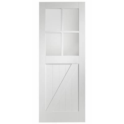 White Primed Cottage Glazed Internal Door  - Door Size, HxW: 