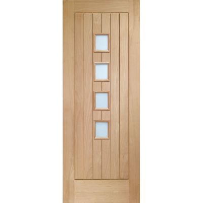 Unfinished Oak Suffolk 4 Light Obscure Glass Internal Door - Door Size, HxW: 