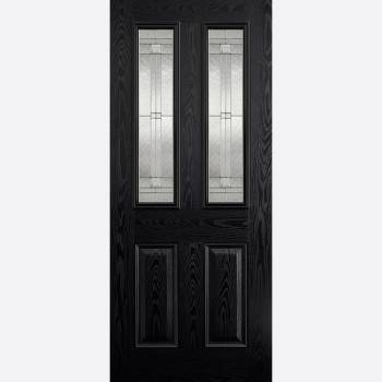 Pre Finished GRP Malton Black Glazed External Door