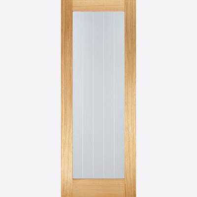 Pre-Finished Oak Mexicano Pattern 10 Glazed Internal Door Wooden Timber - Door Size, HxW: 
