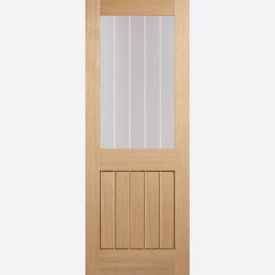 Pre-Finished Oak Mexicano Half Light Glazed Internal Door Wooden Timber - Door Size, HxW: 
