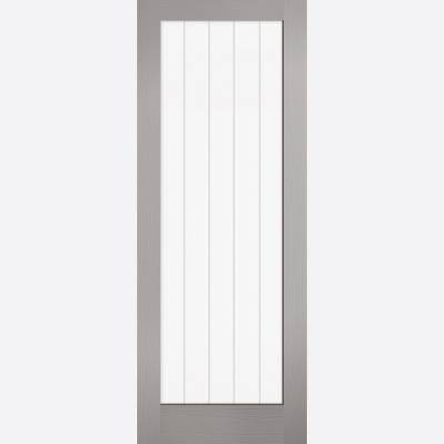 Grey Moulded Textured Vertical 1 Light Internal Door - Door Size, HxW: 