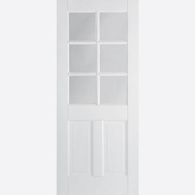 White Canterbury Glazed 6 Light Internal Door - Door Size, H...
