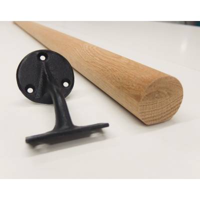 Oak Mopstick Round Stair Staircase Handrail 3.6m 44mm with B...
