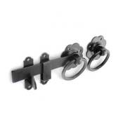 Powder Coated Gate Latch Black Plain Ring Handle Round Tapered Set 6 Inch  