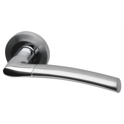 Falcon Door Handle Lever Round Rose Dual Finish Polished Sat...