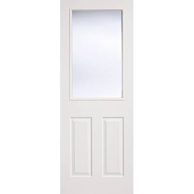 White Textured 2 Panel / 1 Light Glazed Internal Door Wooden...