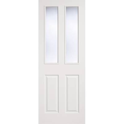 White Textured 2 Panel / 2 Light Glazed Internal Door Wooden...