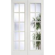 White Textured SA Glazed Internal French Door Pair Wooden Timber