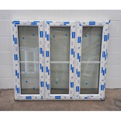 White Plastic uPVC Window Double Glazed PW004 1321x1147mm Centre Bar