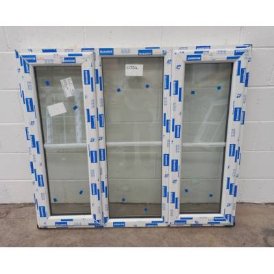 White Plastic uPVC Window Double Glazed PW010 1320x1146mm Centre Bar