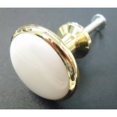 Cupboard Knob Handle Brass Porcelain Drawer or Door 28mm - Pack Size: 