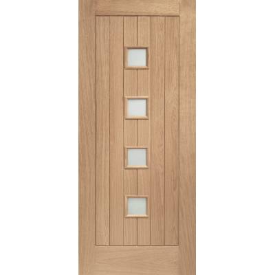 Oak Siena External Door Wooden Timber Double Glazed Obscure  - Door Size, HxW: 