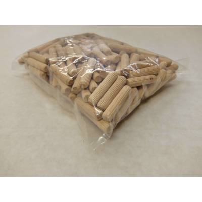 M8 x 35mm Hardwood Dowels Wooden Fluted Pins Wood Pegs Packs of 50 or 200 - Pack Size: 