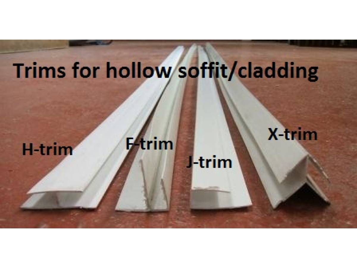Trims for hollow soffit/cladding
