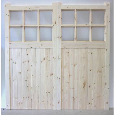 Wooden Timber Garage Doors Apertured Side Hung Pair - DISCON...
